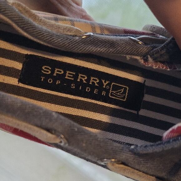 Sperry Kids Plaid Sneakers - Red, Blue, White - Picture 3 of 8